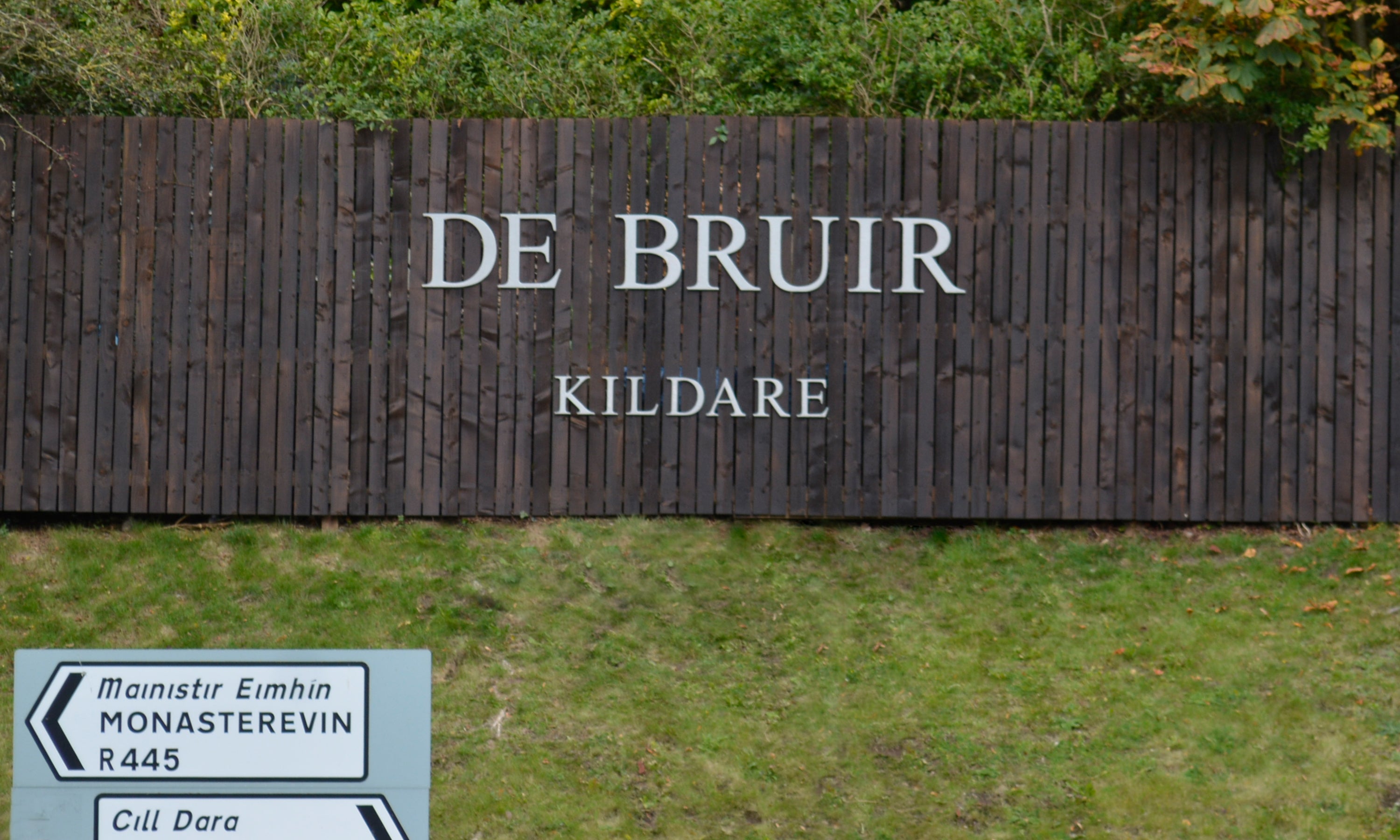 The DE BRUIR sign at the entrance to Kildare Town. Kildare is a heritage own where leather working was part of the local equestrian industry.