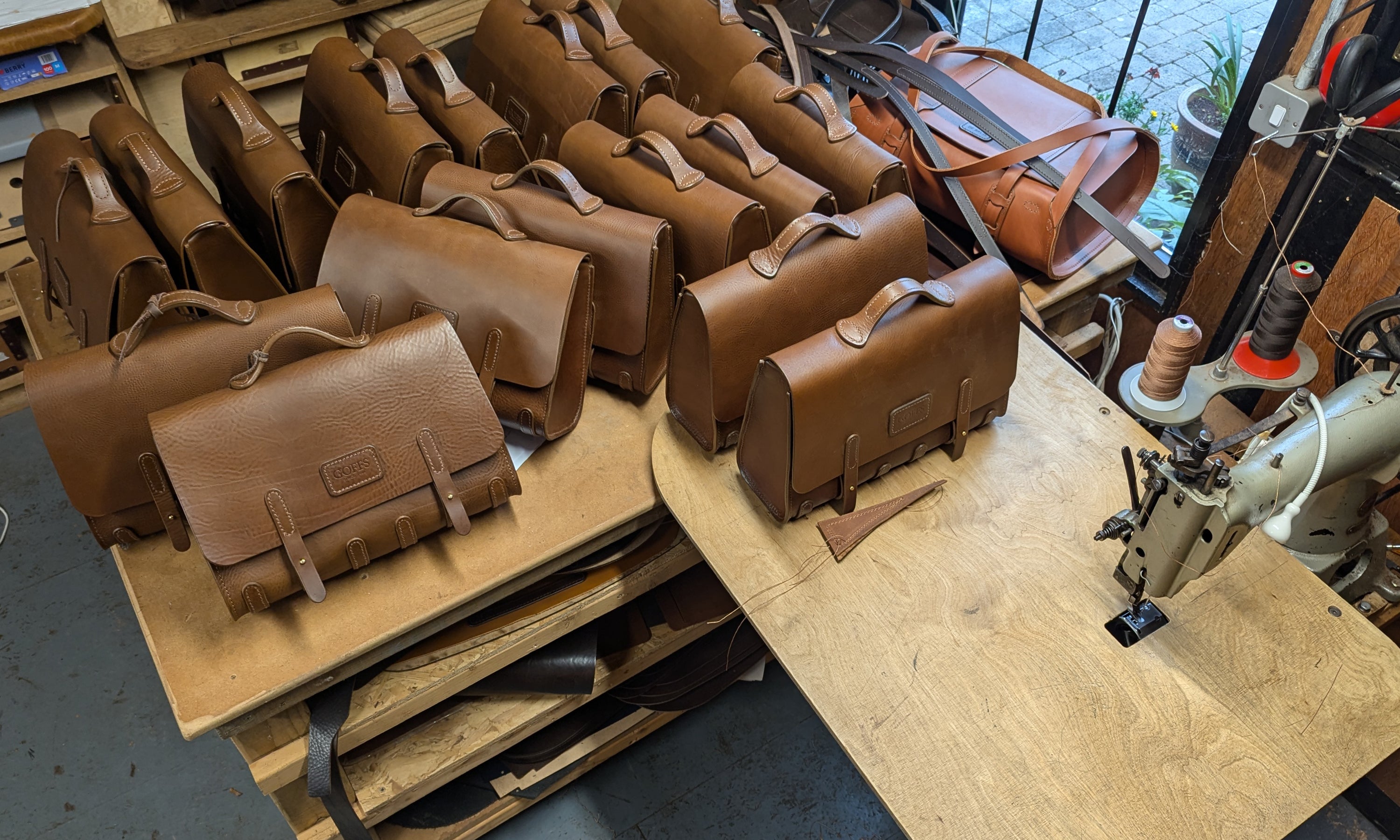 Leather Corporate gifts in the Atelier at DE BRUIR. All items are made in the Kildare Town workspace. 