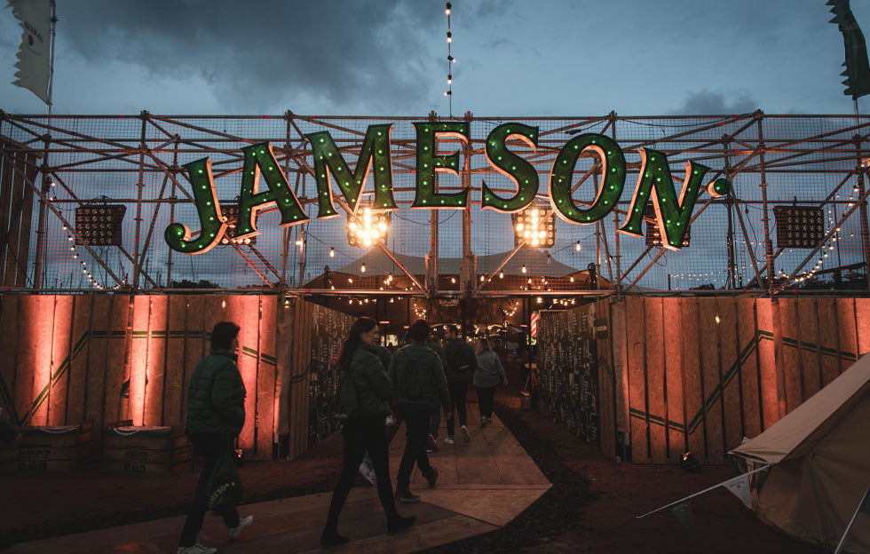Entrance to a Jameson Distillery corporate event in Dublin where guests attend a handcrafted Irish leather workshop experience